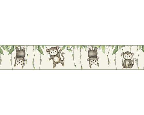 MARBURG Behangrand vlies 45853 Kids Walls aapjes beige 5 m x 18 cm Borduur met apenmotieven en jungleplanten