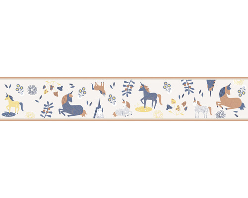 MARBURG Behangrand vlies 45822 Kids Walls eenhoorns beige 5 m x 18 cm Borduur met eenhoorn- en bloempatroon
