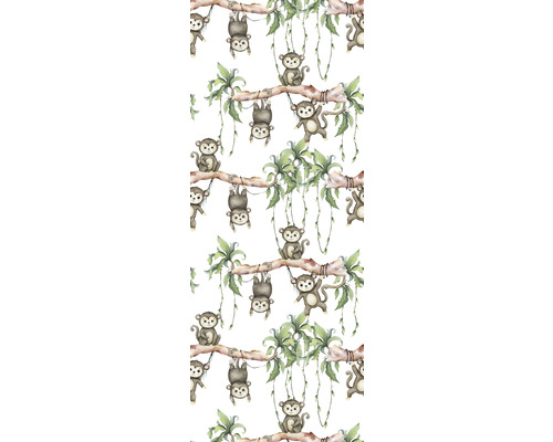 MARBURG Fotobehang vlies 45852 Kids Walls aapjes 106x270 cm Behang met apenpatroon en tropische bladeren