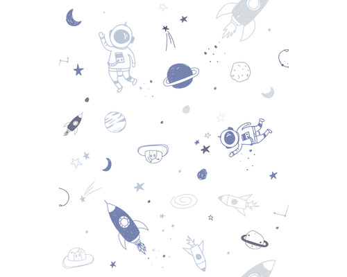 MARBURG Vliesbehang 45848 Kids Walls ruimte wit/blauw Patroon met astronauten, raketten, planeten en sterren