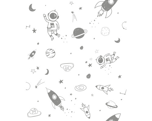 MARBURG Vliesbehang 45850 Kids Walls ruimte wit/grijs Ruimtepatroon met astronauten, raketten, planeten en sterren