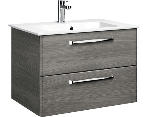 Wastafelonderkast met twee lades, wastafel en kraan