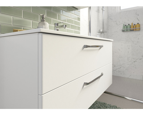 Witte wastafelonderkast met twee lades in badkamer