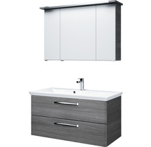 PELIPAL Badkamermeubelset Kumba met spiegelkast en wastafel 110 cm grafiet structuur horizontaal