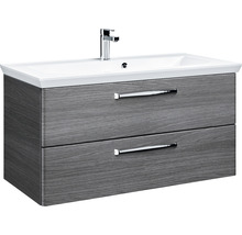 PELIPAL Badkamermeubelset Kumba met spiegelkast en wastafel 110 cm grafiet structuur horizontaal