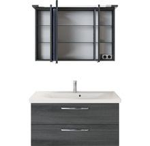 PELIPAL Badkamermeubelset Kumba met spiegelkast en wastafel 110 cm grafiet structuur horizontaal