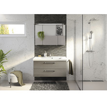 PELIPAL Badkamermeubelset Kumba met spiegelkast en wastafel 110 cm grafiet structuur horizontaal