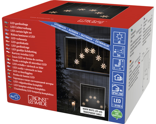 Konstsmide LED-lichtgordijn met sneeuwvlokken voor buiten