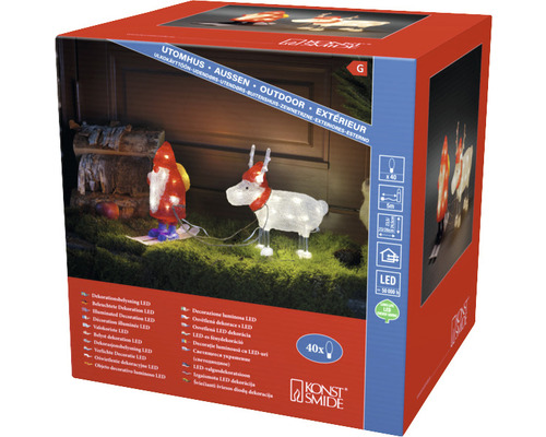 Verpakking van een LED-buitendecoratie met kerstman en rendier