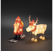 Lichtdecoratie met kerstman op ski''s en rendier