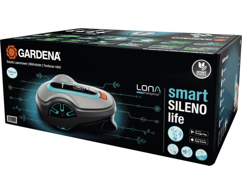 Verpakking van een Gardena robotmaaier Smart Sileno Life