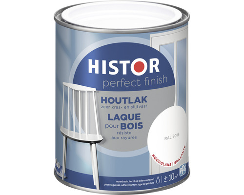 HISTOR Perfect Finish Houtlak hoogglans RAL 9016 750 ml