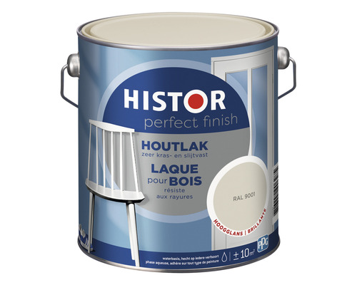 HISTOR Perfect Finish Houtlak hoogglans RAL 9001 2,5 l Verfemmer Histor Perfect Finish houtverf