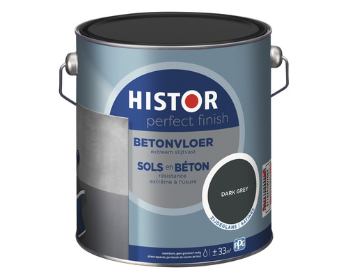 HISTOR Perfect Finish Betonvloer zijdeglans donkergrijs 2,5 l Verfemmer voor betonvloeren in donkergrijs van Histor