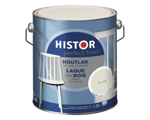 HISTOR Perfect Finish Houtlak zijdeglans RAL 9010 2,5 l Blik Histor Perfect Finish houtlak