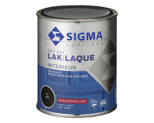 SIGMA Interieur lak hoogglans zwart 750 ml Sigma Coatings houtlak voor binnenshuis in verfemmer
