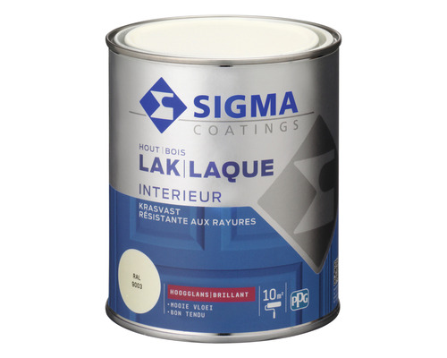 SIGMA Interieur lak hoogglans RAL 9003 750 ml Sigma Coatings lak voor hout, interieur, krasvast