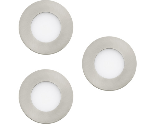 Drie ronde led-inbouwspots met metalen frame