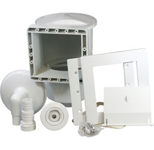 Zwembadskimmerset met diverse componenten zoals frame, sproeier en schroeven