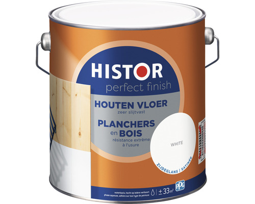 HISTOR Perfect Finish Houten vloer zijdeglans wit 2,5 l Verf voor houten vloeren in blik