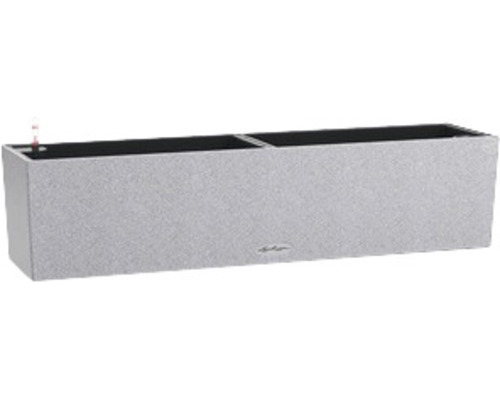 LECHUZA All-in-One Set Balkonbak Stone Balconera Kunststof grijs 79x19x19 cm Rechthoekige plantenbak voor buiten