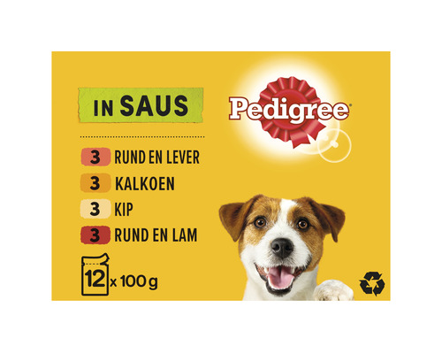 Pedigree nat hondenvoer in saus, 12 keer 100 gram