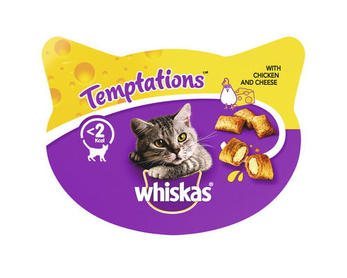 WHISKAS Kattensnack temptations kip en kaas 60 gr