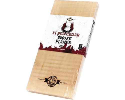 Verpakking met twee cederhouten rookplanken