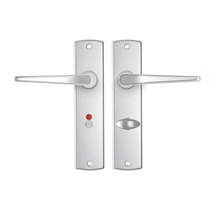 AXA Deurkruk paar Curve met kruk Duim op schild met WC-/badkamersluiting WC63/8 aluminium F1