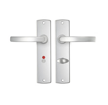 AXA Deurkruk paar Curve met kruk Blok op schild met WC-/badkamersluiting WC63/8 aluminium F1