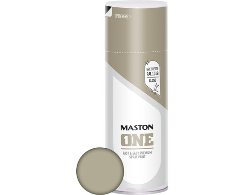 MASTON One Spuitlak Gloss grijsbeige 400 ml Maston One spuitverf in grijs beige RAL 1019 glans