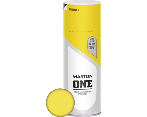 MASTON One spuitlak zijdemat RAL 1021 fris geel 400 ml Maston One spuitlak, heldergeel, RAL 1021, zijdeglans