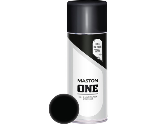 MASTON One spuitlak glans RAL 9005 zwart 400 ml Mastone One spuitbus lak met zwarte verf