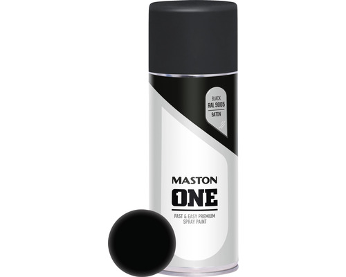 MASTON One spuitlak zijdemat RAL 9005 zwart 400 ml Mastons One spuitlak met zwarte lak RAL 9005 zijdeglans