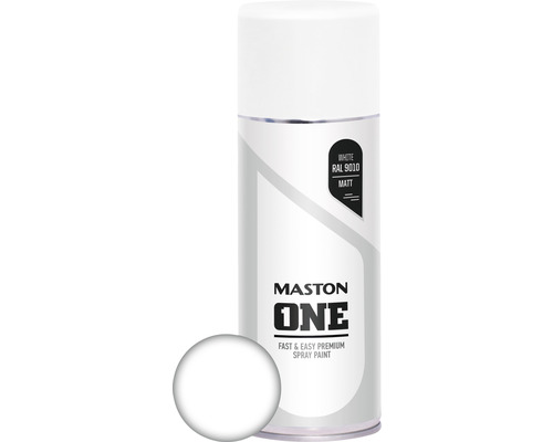 MASTON One spuitlak mat RAL 9010 wit 400 ml Mastons ONE spuitbus met witte, matte lak