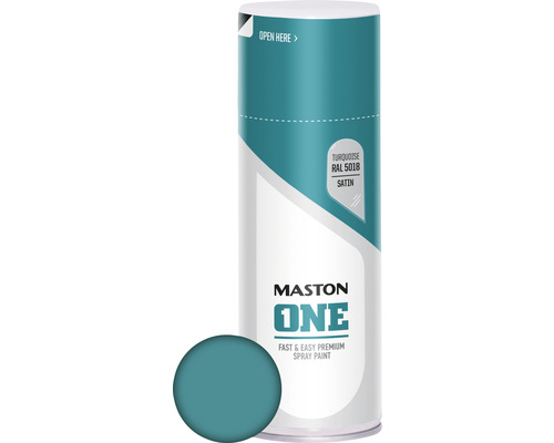 MASTON One spuitlak zijdemat RAL 5018 turquoise 400 ml Maston One spuitbus verf, kleur turquoise RAL 5018, zijdeglans