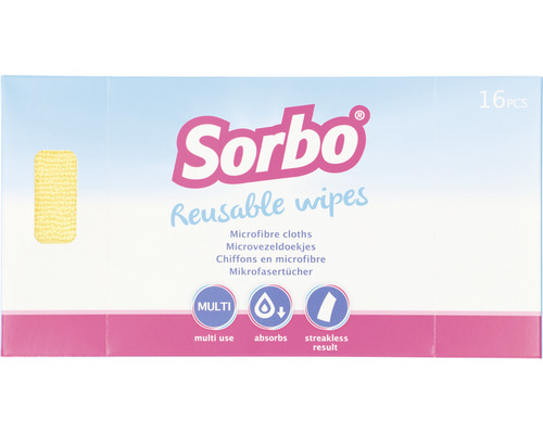 SORBO Herbruikbare wipes pastel, 16 stuks