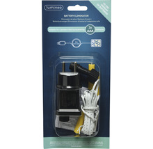Batterij-eliminator in blisterverpakking, inclusief adapter en kabel
