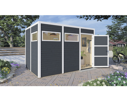 Tuinhuis met ramen en open deur