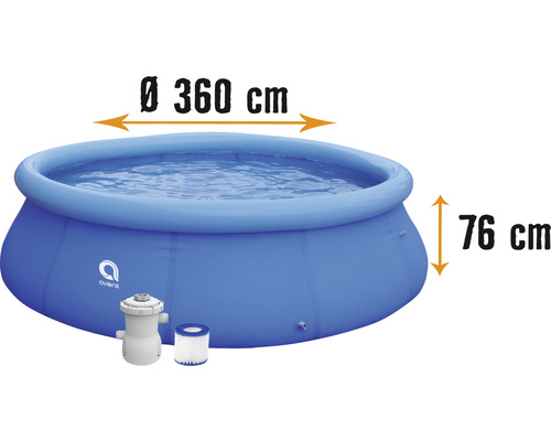 Opzetzwembad opblaasbaar rond blauw incl. filter Ø 360 cm x 76 cm