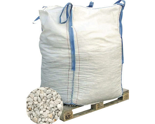 EXCLUTON Siergrind Carrara rond wit 25-40 mm, Bigbag 1000 kg Big Bag sierkiezel op een pallet