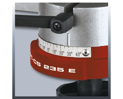 Einhell verstekzaag, detailweergave van de graadinstelling