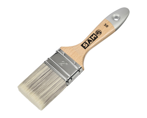 Platte kwast met houten handvat en natuurlijke haren, breedte 50 millimeter