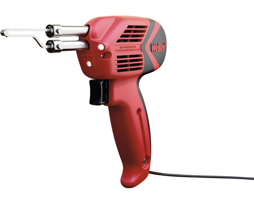 Rood Weller soldeerpistool met zwart netsnoer.