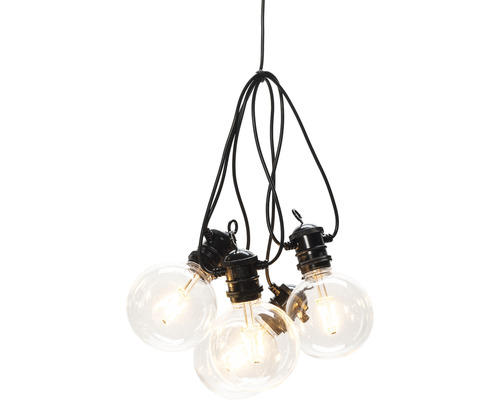Decoratieve lampenslinger met heldere, ronde gloeilampen en zwarte kabel