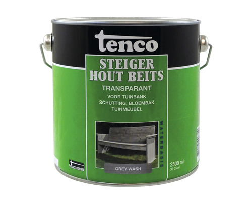 TENCO Steigerhoutbeits transparant grey wash 2,5 l Tenco Steiger houtbeits, transparant, 2500 ml, voor tuinbank, schutting, bloembak, tuinmeubel
