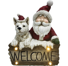 Decoratief figuur met kerstman, hond en welkom bord