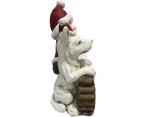 Decoratief figuur kerstman met hond op houten stam
