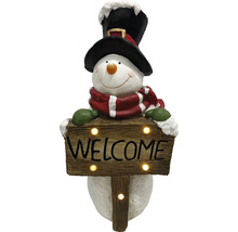 Decoratieve sneeuwpop met welkom-bord voor binnenshuis