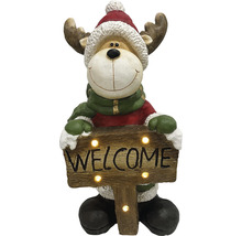 Decoratief elandfiguur met welkomstbord en verlichting